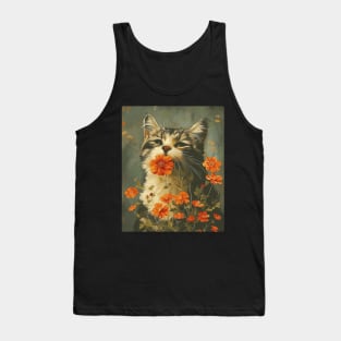 Siberian Cat Flowers Photo Art Funny Cat Lover Gift Idea Tank Top